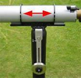 Place the two counter weights in approximately the same height. Place the telescope pointing approx. 45 degrees up and lock the altitude hand screws.