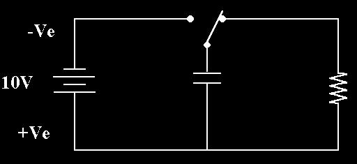 resistor. The capacitor can be connected by the switch to the battery or the resistor, but not both at the same time.