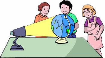 13. The students in the picture below are using a globe and a lamp to model the Sun and the Earth. If the model Earth acts the same as the real Earth, what will happen as the students spin the model?