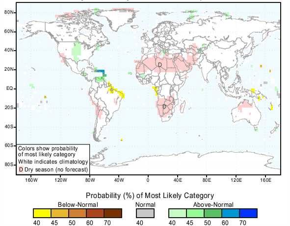 I.4.f International Research Institute (IRI) fig.21: Multi-Model Probabilistic forecasts for precipitation from IRI for May-June-July, issued in April 2010.