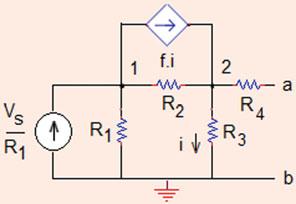 64 Analysis Methods Fig..0 Source transformation applied to the circuit of Problem.4. I and I added together, I ¼ 8 þ 4 ¼ A R eq ¼ ðr þ