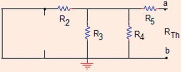 5 Thévenin resistance: When the voltage source is short circuited, V =0V,R is shorted (see, Fig.