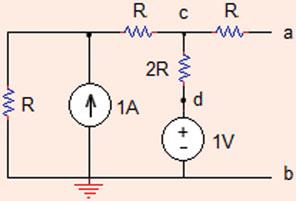 (Hint: Apply source transformation for the current source in calculating Thévenin equivalent voltage.