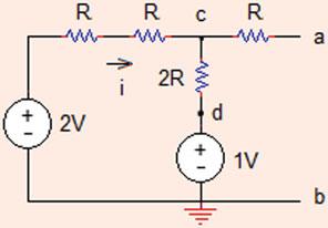 R Th ¼ R ab ¼ ½ðR þ RÞkRþR ¼ R ¼ 4 X: Thévenin equivalent voltage between (a) and (b) terminals of the circuit can be found by applying source transformation to the