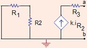 For Thévenin s equivalent circuit to the left of terminals a and b, the voltage source is removed, the first circuit becomes a short circuit, so the R Th only depends on R 3 (Fig..8).