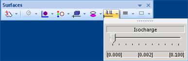 1. On the Surfaces toolbar, click Surface, and select Total Charge Density. The icon changes to denote the surface selected. 2.