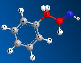 Figure 17.30: 2-phenylethanimine. We need to select the desired bond and run a conformational analysis on it that will be used in both GAMESS minimizations.