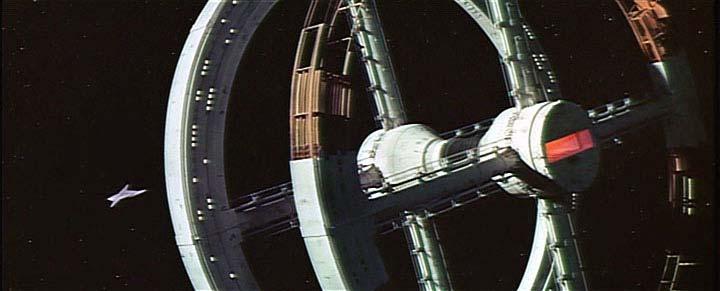 2001: A space odyssey A space ship rotates with a linear velocity of 50 m/s.