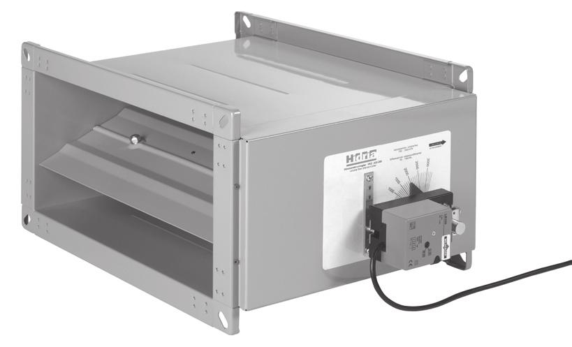 The setting of the desired flow can be manual or motor driven. Rectangular flow rate controller may also have acoustic insulation with 40 mm of mineral wool enclosed with galvanised sheet steel.