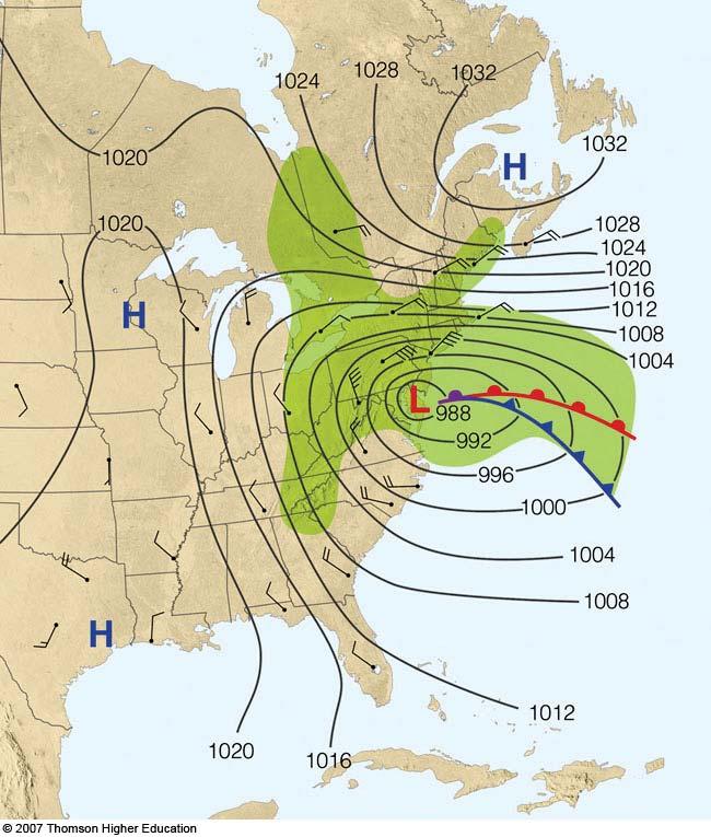 Maritime Polar Air (mp), Dec 11, 1992 Nor easter : cyclone that moves to the Northeast Table 8.U3: Essentials of Meteorology 13 Maritime Tropical Air (mt) Eastern U.S.