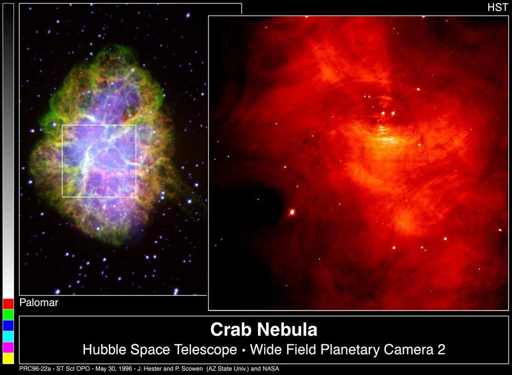Discovery of neutron stars Crab pulsar - embedded in Crab nebula, which is remnant of supernova historically recorded in 1054AD by the Chinese.