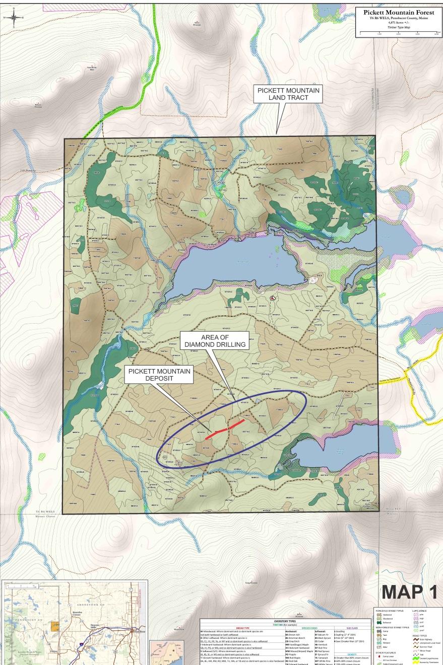 Where Are We Going to Explore Diamond Drilling The initial drilling will be completed in the locale of the known Pickett Mountain deposit (heavy red line) located to the northwest of