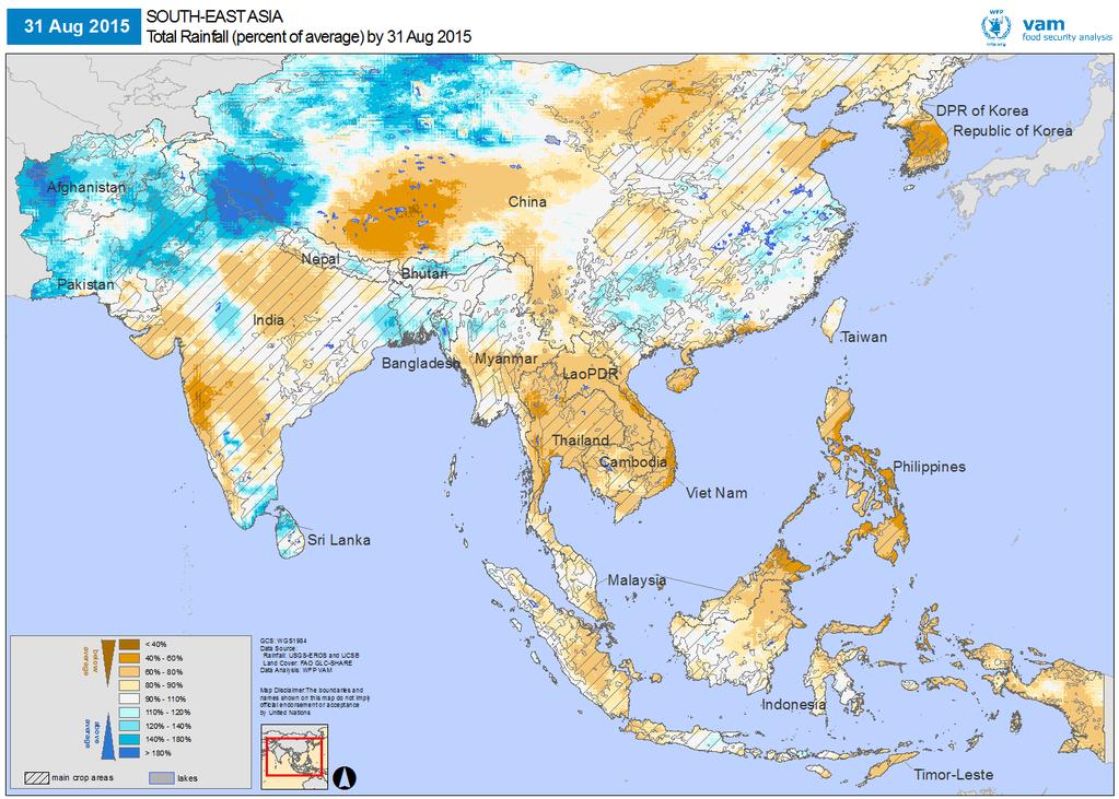 Asia and the Pacific PNG drought Pronouncedly drier than average conditions