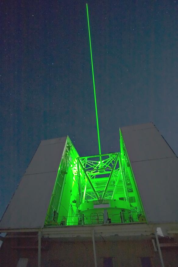 RLGS Beam Projector at the MMT Two commercially available 15 W doubled Nd:YAG lasers at 532 nm pulsed at 5 khz. Mounted on side of telescope.
