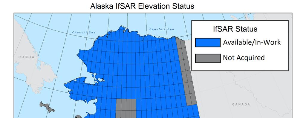 + 27 April 2016 Alaska IfSAR Satus IfSAR is available or inwork for 69% of Alaska