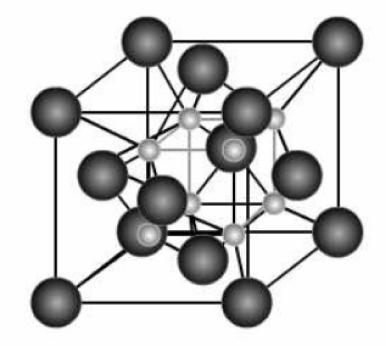 Solid State MODULE - 3 Fig. 8.20 : Calcium fluoride or Fluorite structure; calcium ions occupy the corners of the cube and face centers The F - ions are on the corners of the smaller cube.