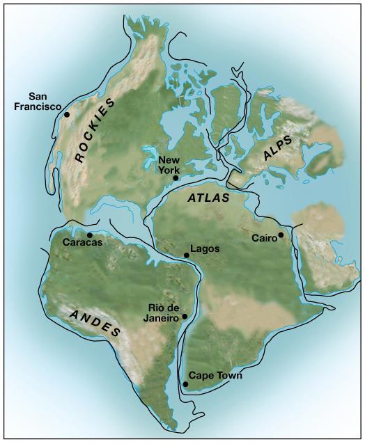 Noted puzzle-like fit of modern continents Evidence for Continental Drift