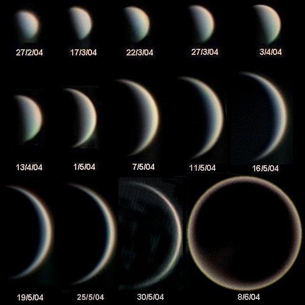 Phases of Venus photographed in