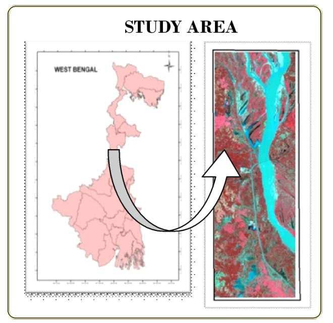 4. ABOUT THE STUDY AREA: The study area located between 25 o N to 24 o 33 30 N and 87 o 50 E to 87 o 59 30 E, the study area is bounded to its due south by the district of Murshidabad across the