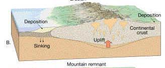 Continents and mountains are said to float on the mantle because they are less dense