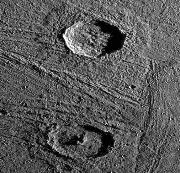 Ganymede (Young Craters on Grooved and ridged Terrain) Gula - 38 km Achelous - 32 km Grooves and ridges on Ganymede surfaced