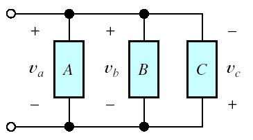Parallel Connection KVL through A and B: -v a +v b