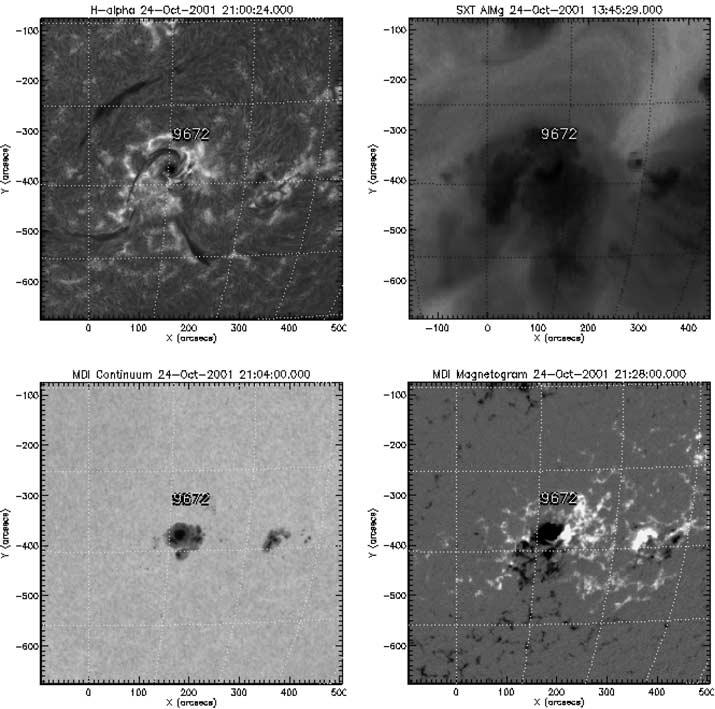 176 PETER T. GALLAGHER, Y.J. MOON AND HAIMIN WANG Figure 3. Four automatically calibrated and aligned 10 arc min 10 arc min images centered on NOAA 9672 and taken directly from ARM.