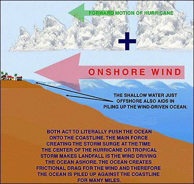 water surface to become elevated a few meet at most The winds in a hurricane are