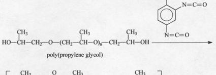 7.5 Polyurethane eaction of polypropylene glycol (diol) and toluenediisocyanate gives linear polyurethane 7.