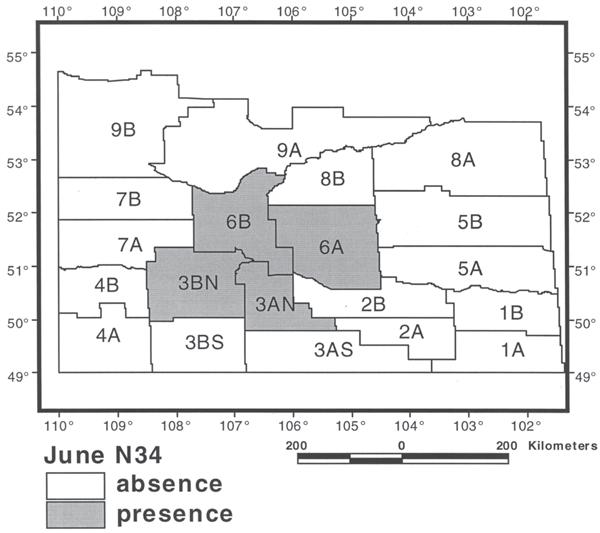 Prairie Perspectives 53 Figure 13: Crop districts where the June Niño-3.4 variable was included in the model.