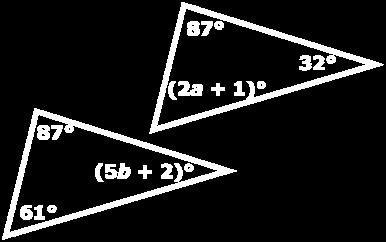You found the values of a and b by equating the measures of congruent angles.
