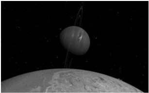 The Jovian or Outer Planets: Neptune diameter = 48,400 km distance from Sun = 4497 x 10 6 km Similar to Uranus Rings Many moons Triton: orbits in opposite direction of Neptune's rotation suggests it