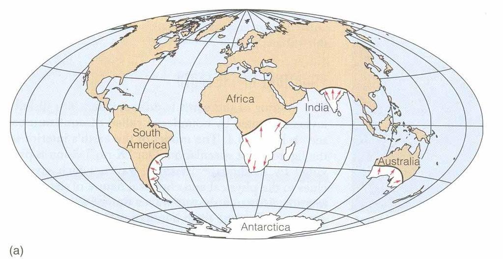 The continents as there are today.
