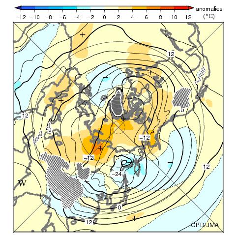 Positive anomalies were seen over eastern Eurasia, particularly in January (Fig. 2.3-8).