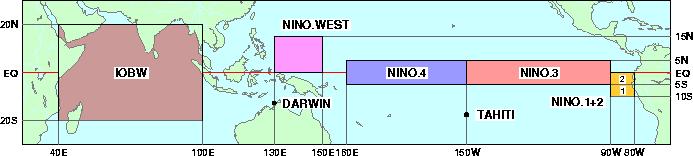 over the eastern equatorial Pacific and the tropical Indian Ocean, Mar. to May 2015 Jun. to Aug. 2015 Sep. to Nov. 2015 Dec. 2015 to Feb.