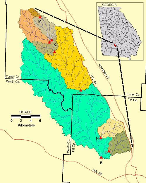 Observed Precipitation Data: Little River Experimental Watershed Established in late 196s 334 km 2 (82,5 ac) USDA-ARS regional
