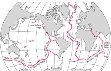 - Divergent Divergent boundary/oceanic ridge wraps around globe -