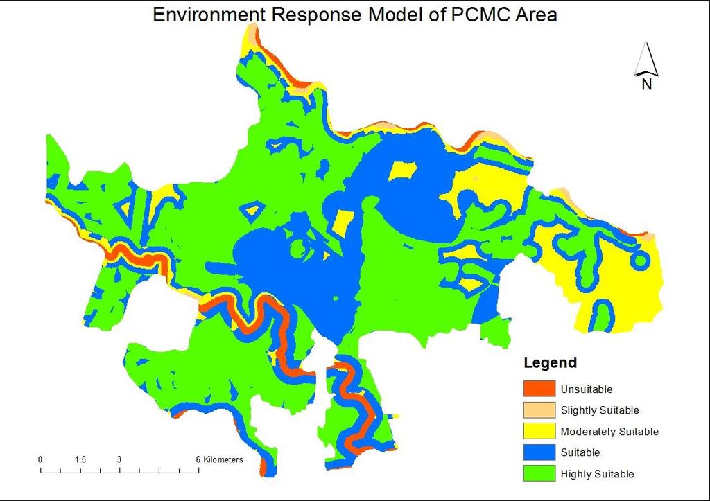 Fig.2 Final suitability map The AHP was devised for allthe sub criteria, evaluating their relative scores for attribute classes toget the environment response model and residential land use
