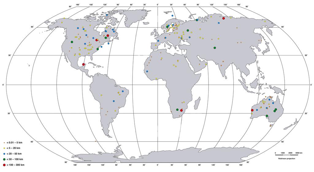 Impact Craters On Earth From A. Chicarro, A. Abels et al.
