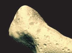 More than 33 kilometers long and 13 kilometers thick, Eros is the first asteroid to be landed on by a spacecraft.