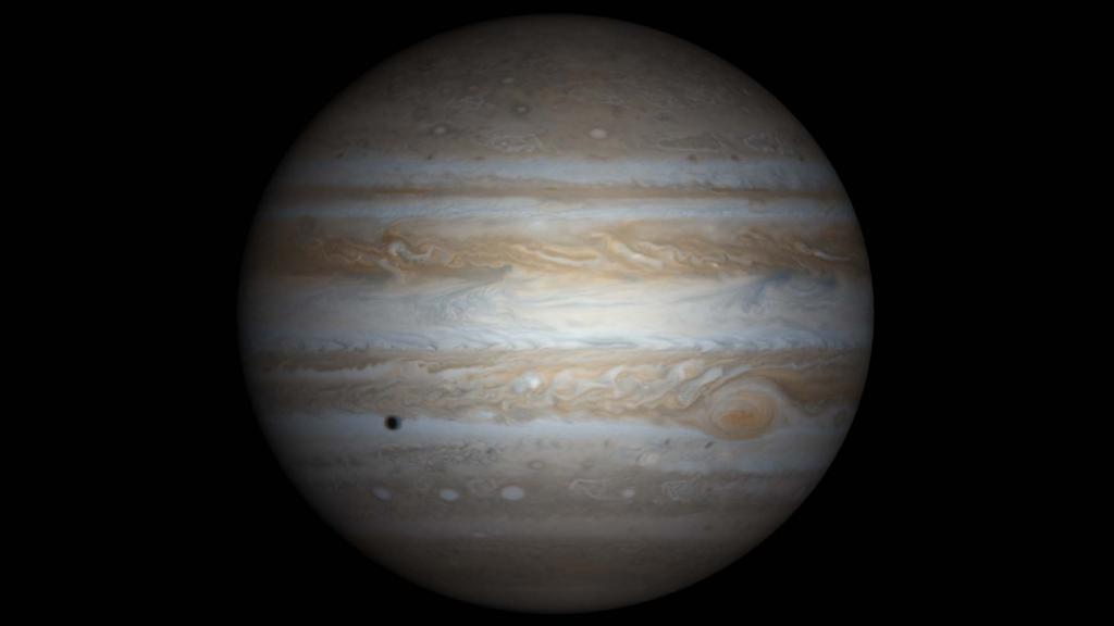 Jupiter as observed by the Cassini space probe in true color.