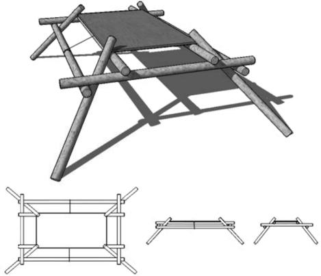 Chapter 18, Annex AJ FRICTION-LOCK TABLE Using natural resources and cord, a friction lock table can be constructed. This table only uses one piece of cord (as illustrated in Figure 18AJ-1).