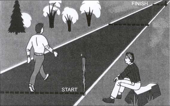 B. Kjellstrom, Be Expert With Map & Compass, Hungry Minds, Inc. (p. 53) Figure 18-4-4 Determining Distance Using Pacing Personal Pace. The number of paces a person walks over a distance of 100 m.
