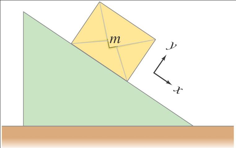 Example 4-16: Box slides down an incline. A box of mass m is placed on a smooth incline that makes an angle θ with the horizontal.