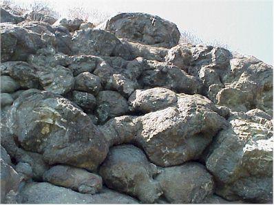 the extrusion of the lava under water, or subaqueous extrusion Aa lava