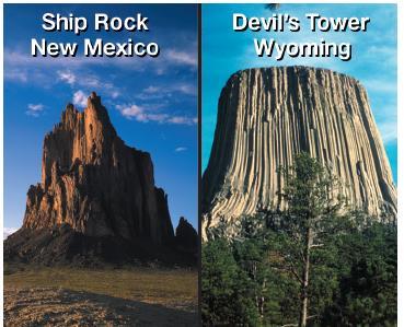 12.2 The life of a volcano Devil s Tower and Ship Rock are examples of extinct volcanic