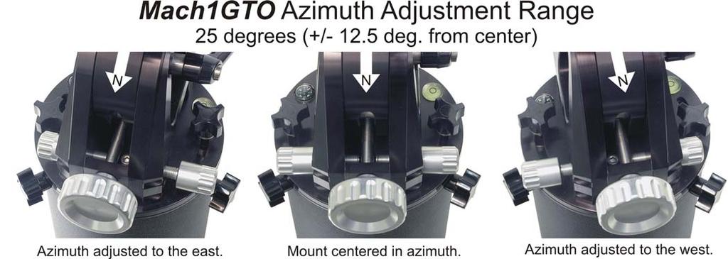 3. Azimuth adjustments: To begin, move or turn the entire pier or tripod east or west until the mount is oriented approximately towards the pole (an imaginary line drawn through the hollow shaft).