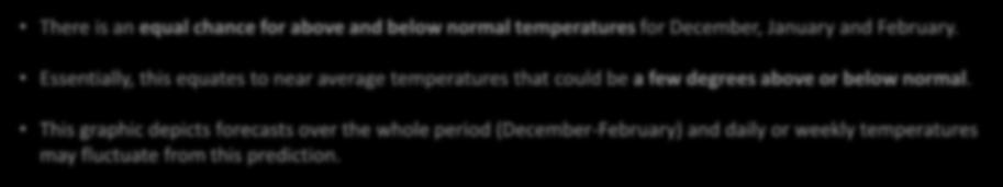4 41.6 Dayton 38.1 34.7 38.9 Monthly Temperature Forecast Portsmouth 44.4 41.0 45.0 There is an equal chance for above and below normal temperatures for December, January and February.