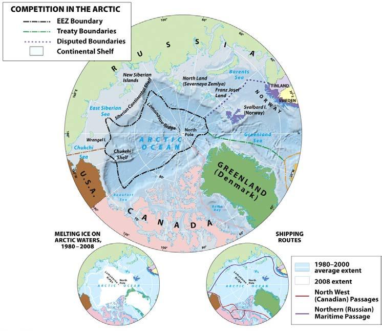 Geopolitics in the Arctic Basin Disputation and Navigation Global warming Greenland Ice sheet is experiencing significant losses