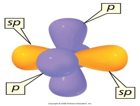 sp atom with 2 areas of electrons